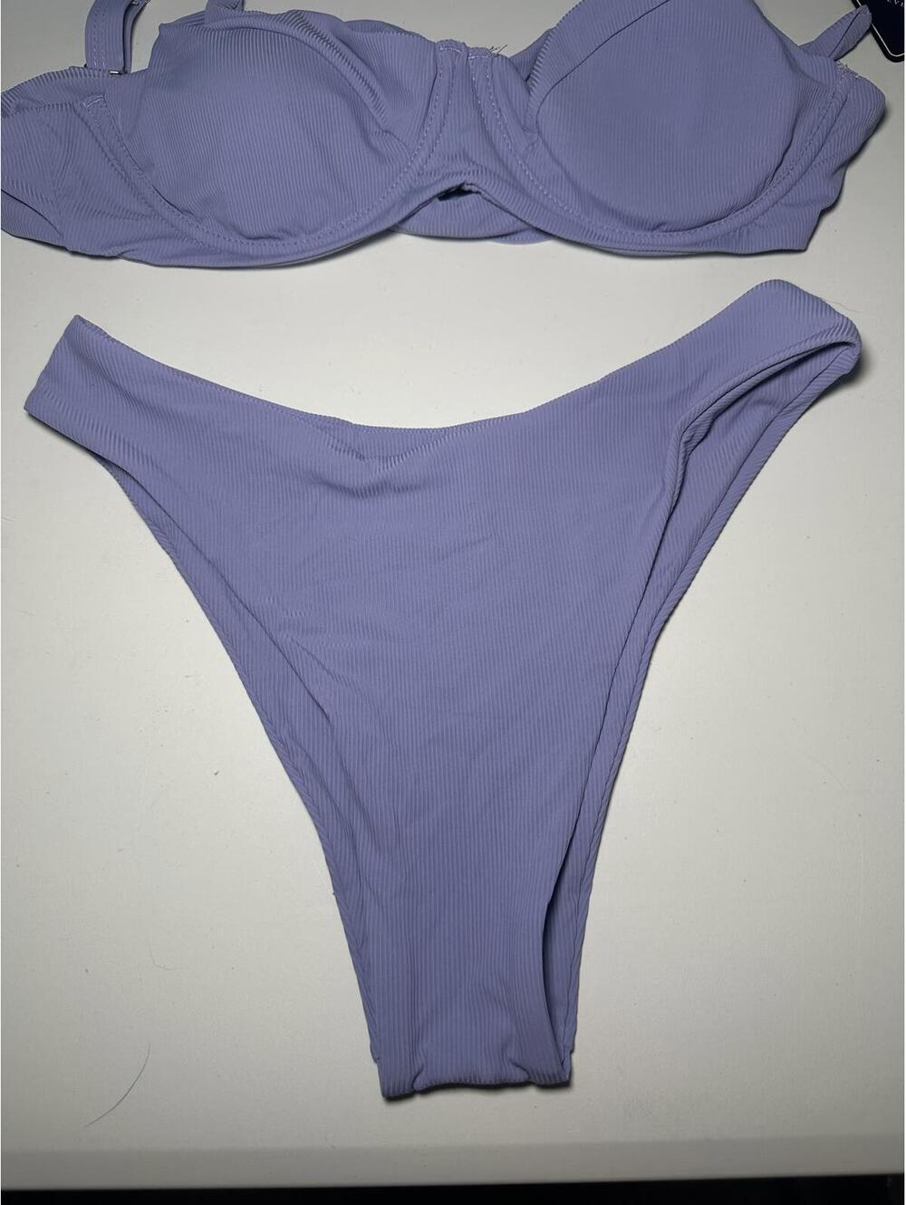 Zaful Lavender Ribbed Two-Piece Bikini Set - Picture 3 of 6